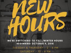 New Fall/Winter Hours